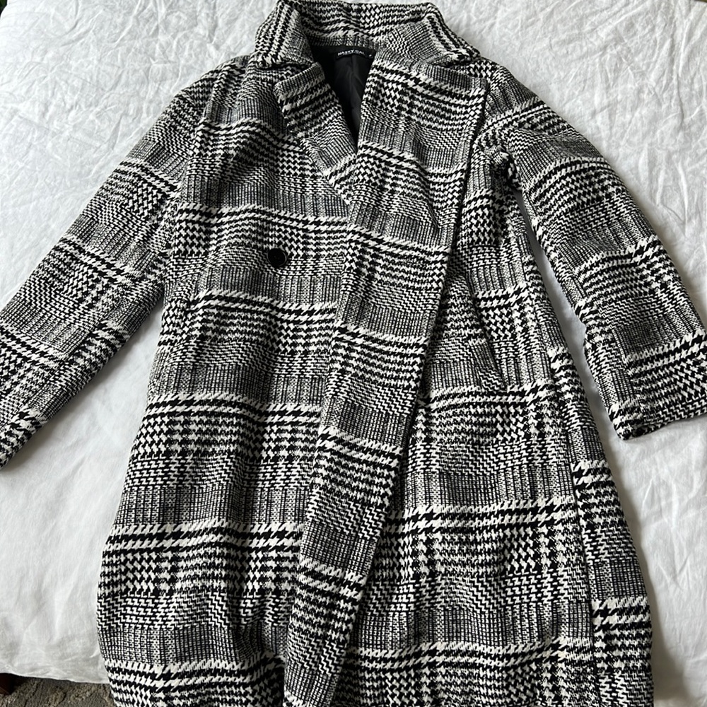Black and white trench coat